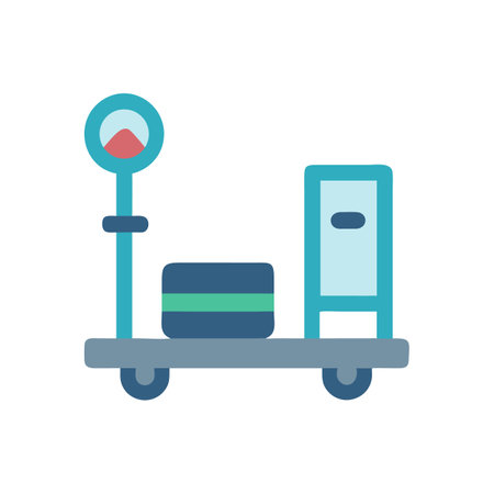 Weight Scale Icon, Box and Wheel Delivery, Isolatedのイラスト素材