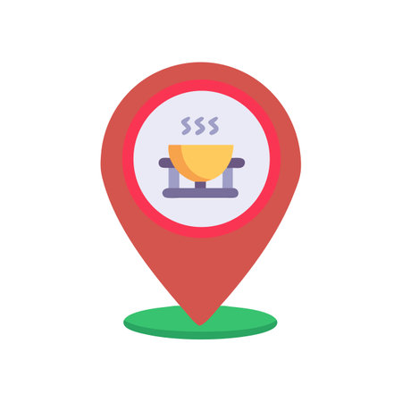 Hot pot location pin icon for restaurant mappingのイラスト素材