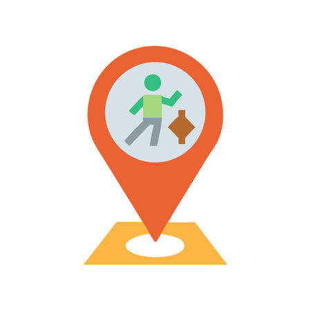 Location marker with person and object inside pinpoint iconのイラスト素材