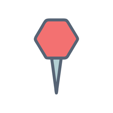 Location pin icon with a salmon hexagon shapeのイラスト素材