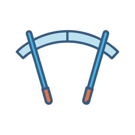 Abstract minimalist symbol of bridge construction with supporting polesのイラスト素材