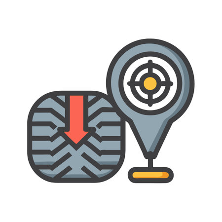 Geographic location target icon with arrow on black backgroundのイラスト素材