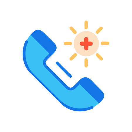 Emergency call service blue telephone icon with plus signのイラスト素材
