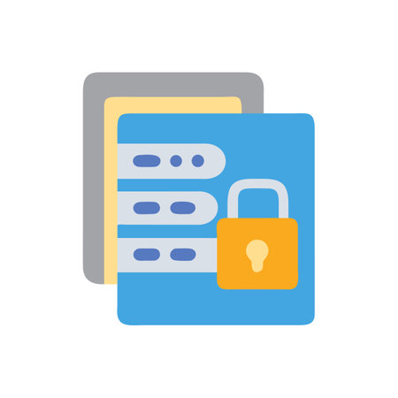 Secure data file with padlock protection in flat designのイラスト素材