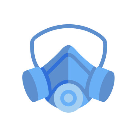 Blue respirator mask on black background for safety and protectionのイラスト素材