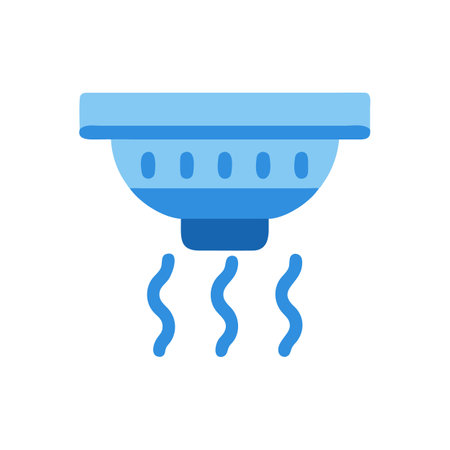 Blue smoke detector on a black background illustrationのイラスト素材