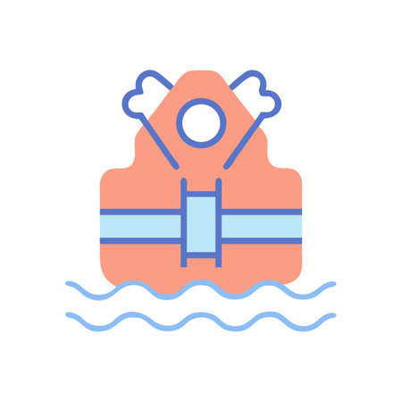 Icon of a life jacket with oars and wavesのイラスト素材