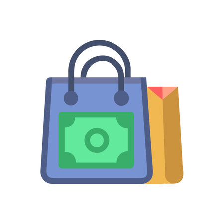 Shopping bags with money symbol isolated on black backgroundのイラスト素材