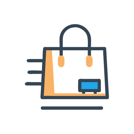 Modern line art icon of fast delivery shopping bagのイラスト素材