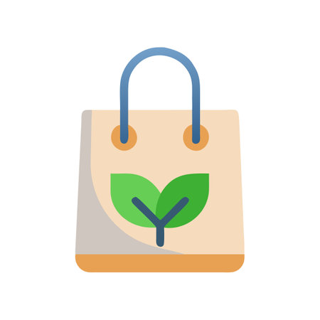 Eco-friendly tote bag with leaf icon on black backdropのイラスト素材