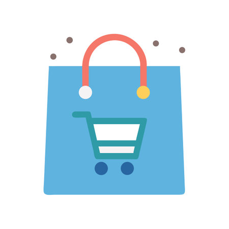 Blue shopping bag with shopping cart illustration iconのイラスト素材