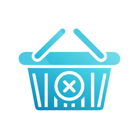 Blue shopping basket icon with cross symbol on blackのイラスト素材
