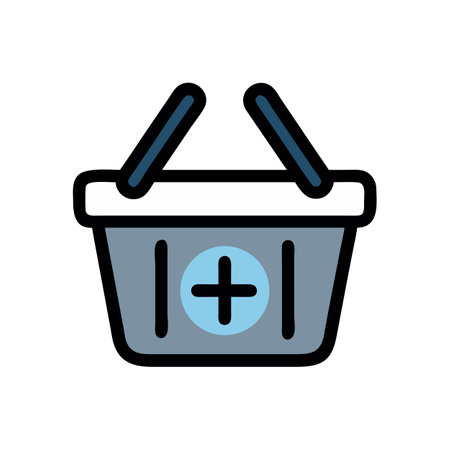 Shopping basket icon with plus sign for commerce useのイラスト素材