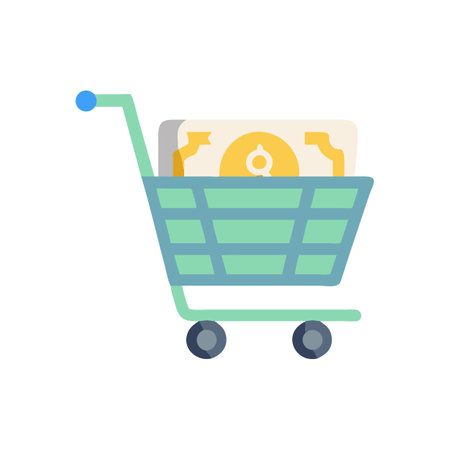 Shopping cart full of money flat style illustrationのイラスト素材