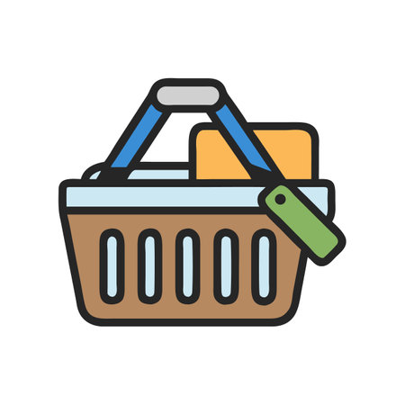 Shopping basket full of goods icon for online shopのイラスト素材