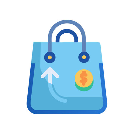 Stylized shopping bag icon illustrating growth and financial successのイラスト素材