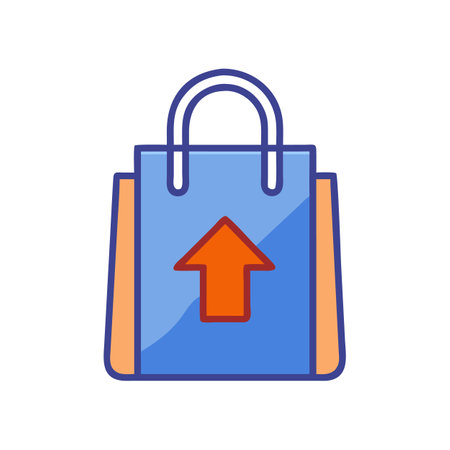 Blue shopping bag with upward arrow indicates order deliveryのイラスト素材
