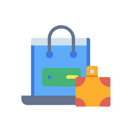 Minimalist shopping bag illustration with gift icon on blackのイラスト素材