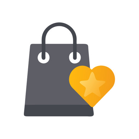 Gray shopping bag with golden star heart illustration symbolのイラスト素材
