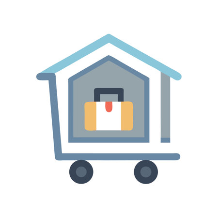 Shopping cart icon transporting a suitcase for online shoppingのイラスト素材