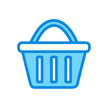 Blue shopping basket vector icon illustration on black backgroundのイラスト素材