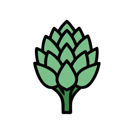 Stylized artichoke image on black background showcases vegetable artworkのイラスト素材