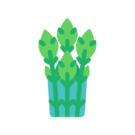 Stylized illustration of fresh green asparagus on a black backgroundのイラスト素材