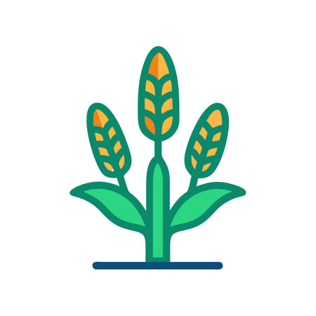 Stylized wheat plant vector graphic on a black backgroundのイラスト素材