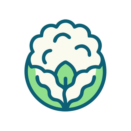 Stylized cauliflower icon with bold outlines against black backgroundのイラスト素材