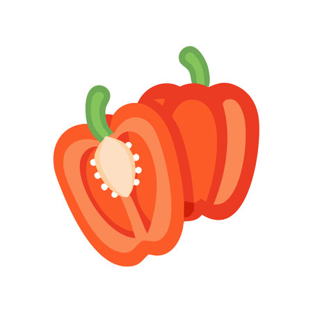 Vibrant red pepper flat design, healthy food illustration iconのイラスト素材