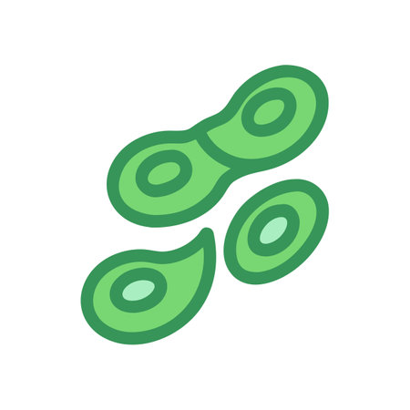 Stylized green seed pods on black background flat illustrationのイラスト素材