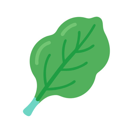 Stylized green spinach leaf against a solid black backgroundのイラスト素材