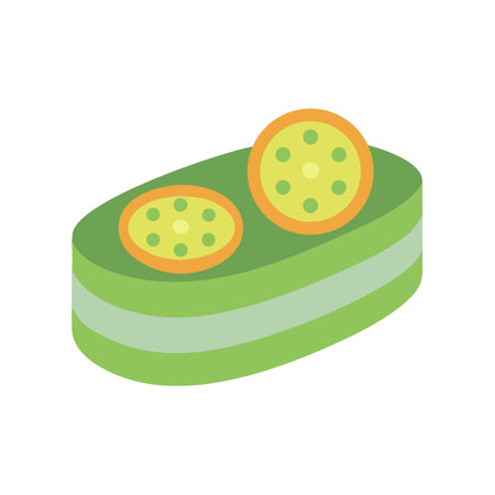 Abstract green cake slice with fruit topping illustrationのイラスト素材