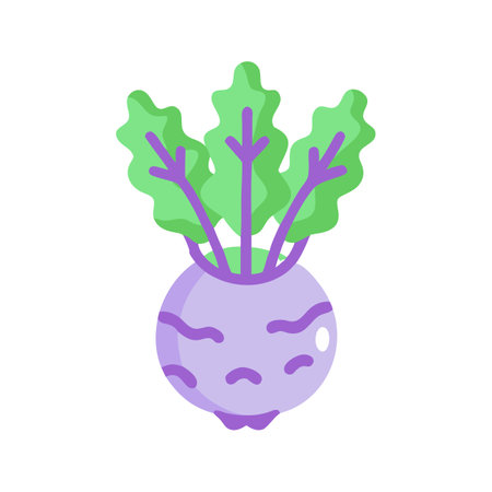 Cartoon kohlrabi icon illustration in minimalist flat designのイラスト素材