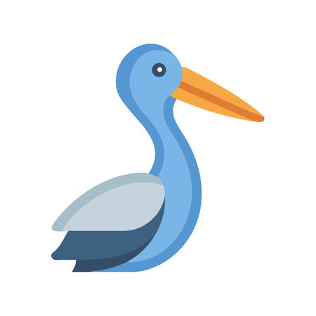 Simple light blue pelican with orange beak illustration artのイラスト素材