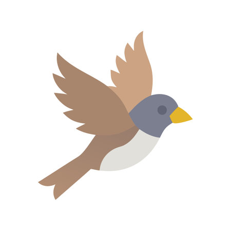 Simple sparrow illustration in flight on black backgroundのイラスト素材