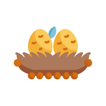 Two stylized eggs in a decorative nest illustrationのイラスト素材