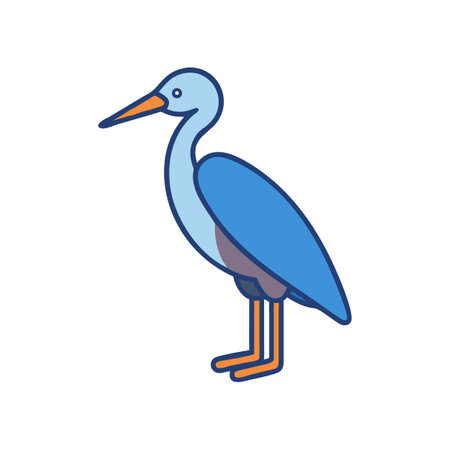 Isolated flat style heron illustration on black background vectorのイラスト素材