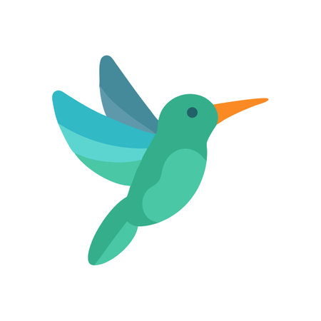 Flat design illustration of a colorful hummingbird on blackのイラスト素材