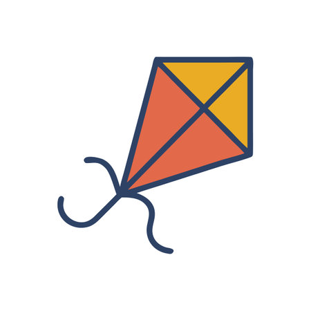 Flat illustration of kite with orange and yellow colorsのイラスト素材