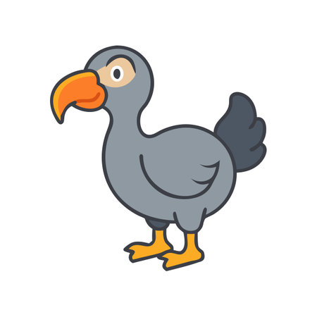 Cartoon Dodo Bird Illustration on a Black Backgroundのイラスト素材