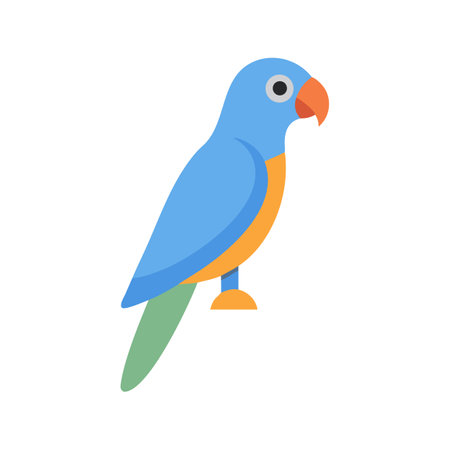 Flat design illustration of a colorful parrot on black backgroundのイラスト素材