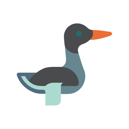 Stylized flat graphic of a duck isolated on blackのイラスト素材