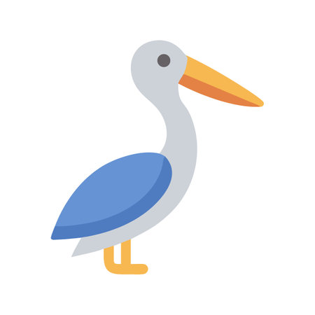 Flat illustration of pelican with solid colors on blackのイラスト素材