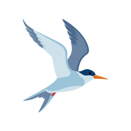 Stylized bird in flight illustration with a solid black backgroundのイラスト素材