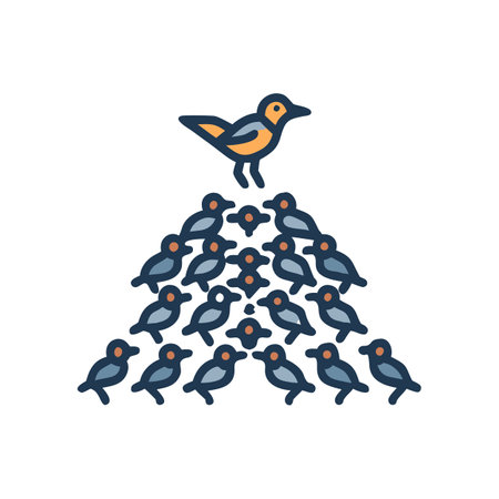 Leadership concept with bird standing above others, on blackのイラスト素材