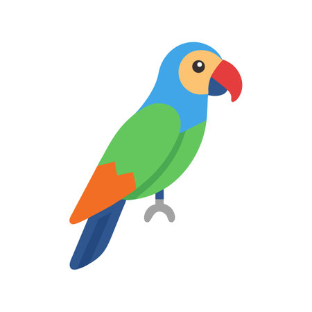 Colorful flat vector illustration of a vibrant parrot imageのイラスト素材