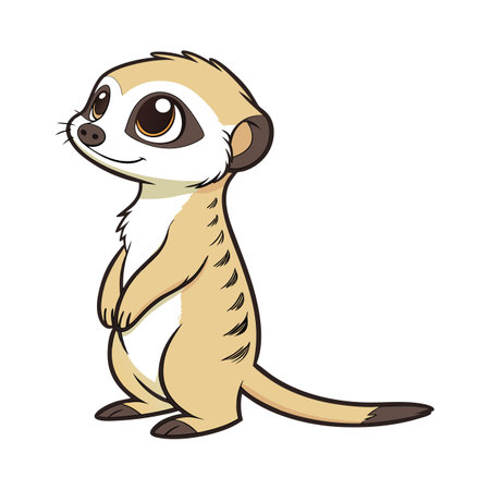 Cartoon Meerkat Standing Upright with a Curious Expressionのイラスト素材