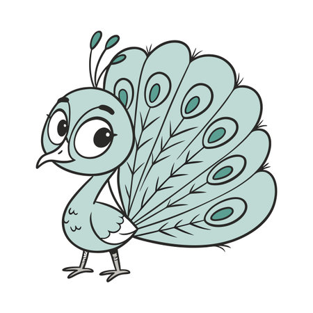 Cartoon peacock illustration on white background vector stock imageのイラスト素材