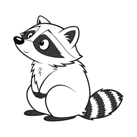 Cute cartoon raccoon vector illustration isolated on white backgroundのイラスト素材